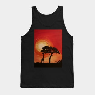 Giraffe silhouette at sunset Tank Top